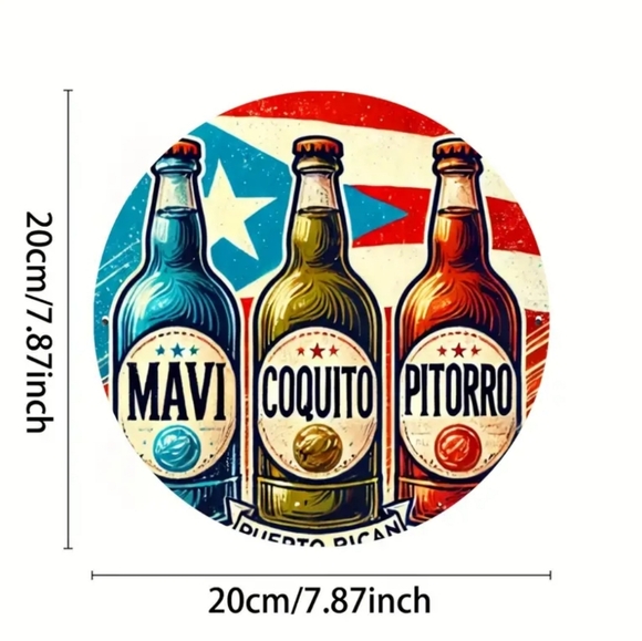 Mavi, Coquito & Pitorro Puerto Rican drinks, round metal 7.87 sign NWT - Picture 5 of 5